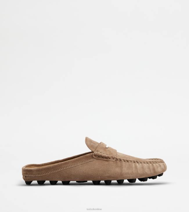 Tod's 8NXV720 béžová/čierna muži gommino bublinkové mules v semišovej úprave