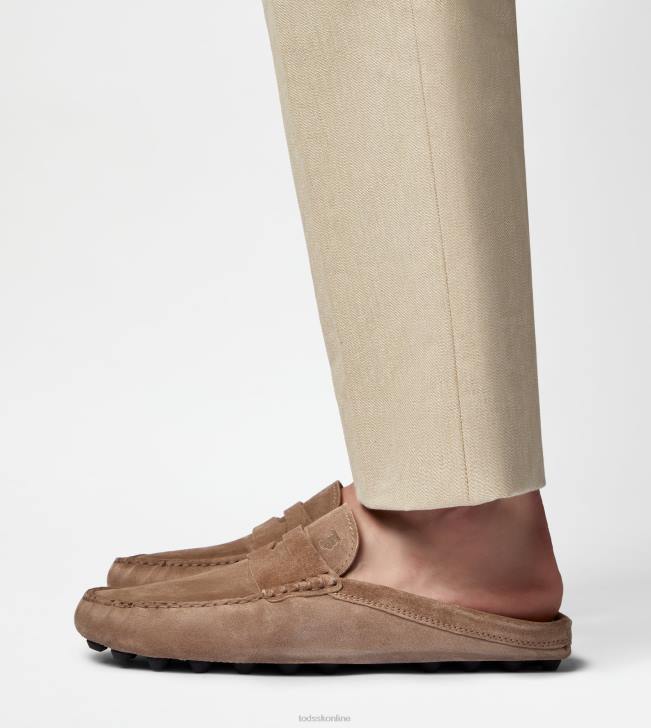 Tod\'s 8NXV720 béžová/čierna muži gommino bublinkové mules v semišovej úprave