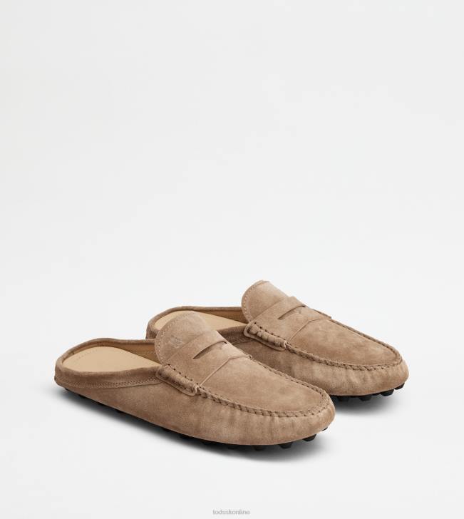 Tod\'s 8NXV720 béžová/čierna muži gommino bublinkové mules v semišovej úprave