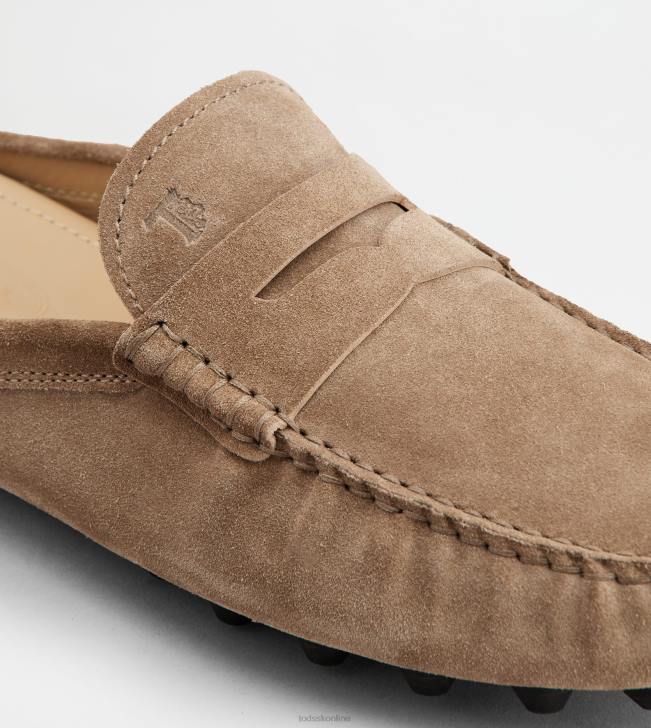 Tod\'s 8NXV720 béžová/čierna muži gommino bublinkové mules v semišovej úprave