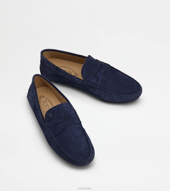 Tod\'s 8NXV756 Modrá muži mestské gommino vodičské topánky v semišovej úprave