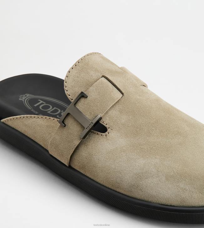 Tod\'s 8NXV920 béžová muži t nadčasové mulice v semišovej úprave