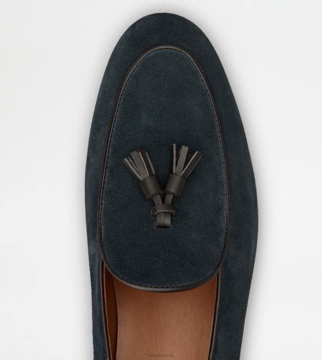 Tod\'s 8NXV663 Modrá muži semišové mokasíny so strapcami