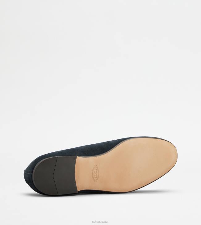 Tod\'s 8NXV663 Modrá muži semišové mokasíny so strapcami
