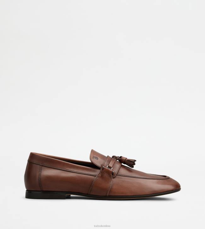 Tod's 8NXV684 hnedá muži mokasíny v koži so strapcami