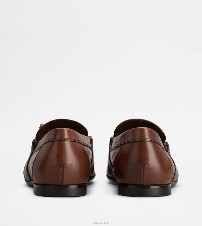 Tod\'s 8NXV684 hnedá muži mokasíny v koži so strapcami