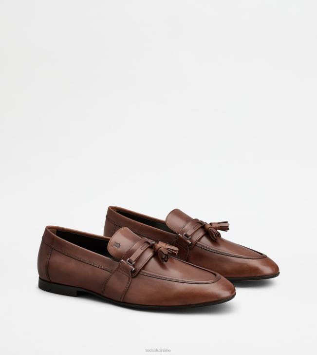 Tod\'s 8NXV684 hnedá muži mokasíny v koži so strapcami