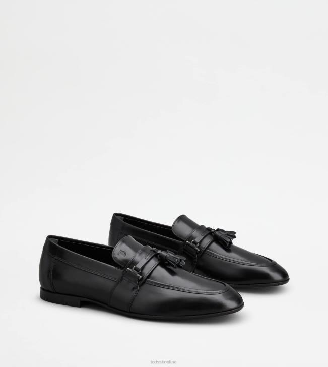 Tod\'s 8NXV685 čierna muži mokasíny v koži so strapcami