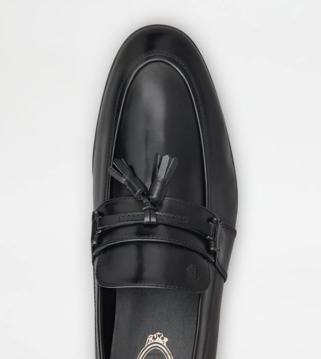 Tod\'s 8NXV685 čierna muži mokasíny v koži so strapcami
