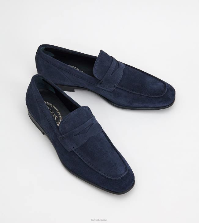 Tod\'s 8NXV690 Modrá muži mokasíny v semišu