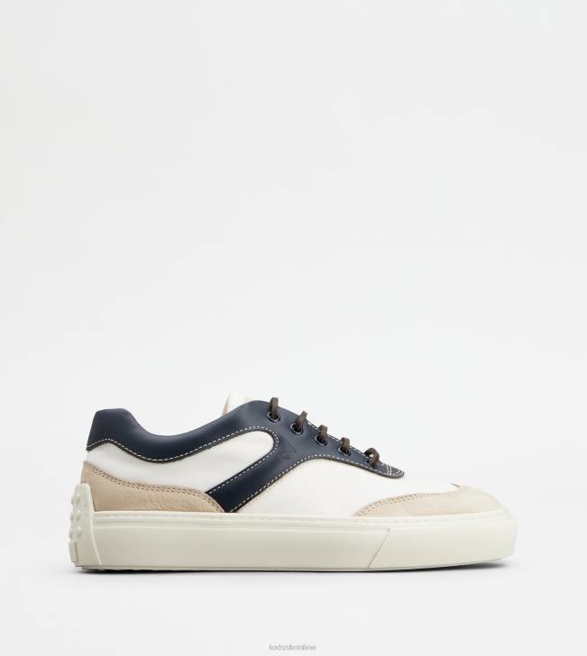 Tod's 8NXV1137 biela/biela/modrá muži tenisky z kože a látky