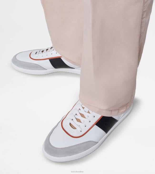 Tod\'s 8NXV842 biela/čierna/oranžová muži kožené tenisky so záložkami