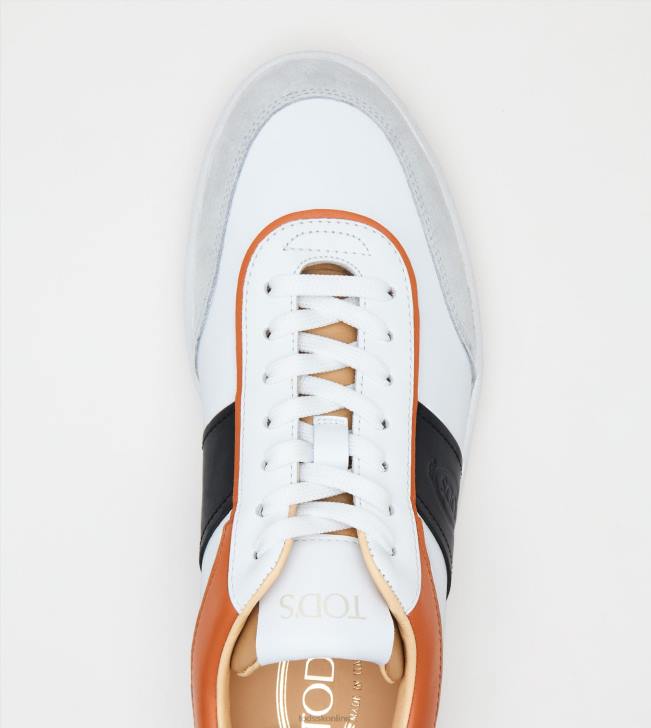 Tod\'s 8NXV842 biela/čierna/oranžová muži kožené tenisky so záložkami