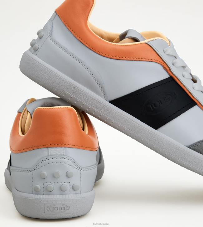 Tod\'s 8NXV842 biela/čierna/oranžová muži kožené tenisky so záložkami