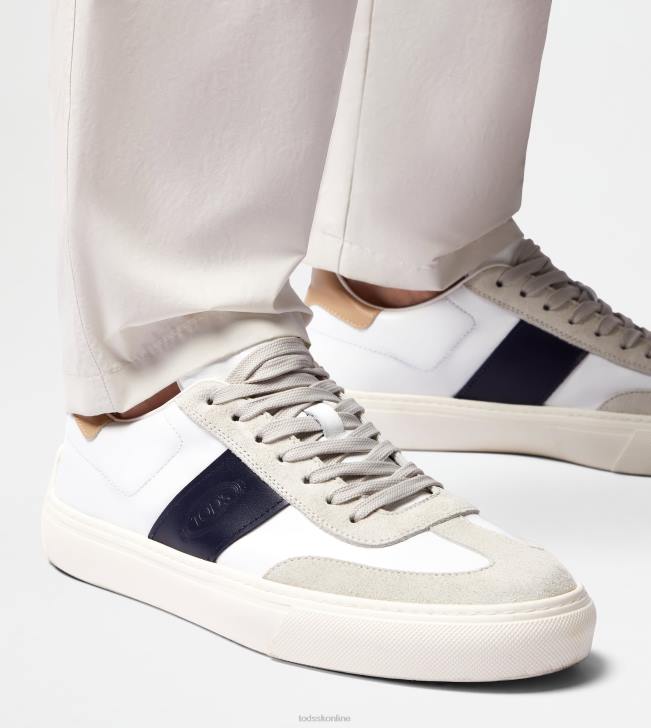 Tod\'s 8NXV850 biela/modrá/béžová muži tenisky z hladkej kože a semišu