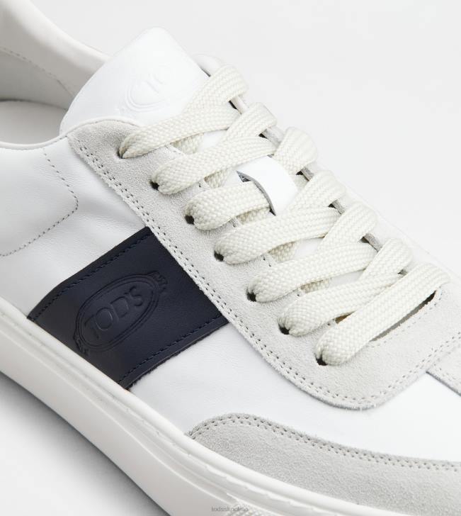 Tod\'s 8NXV850 biela/modrá/béžová muži tenisky z hladkej kože a semišu
