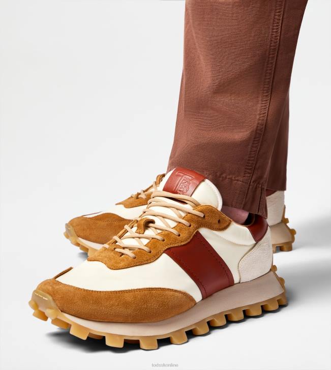 Tod\'s 8NXV867 sivobiela/hnedá muži tenisky 1t z semišu a látky