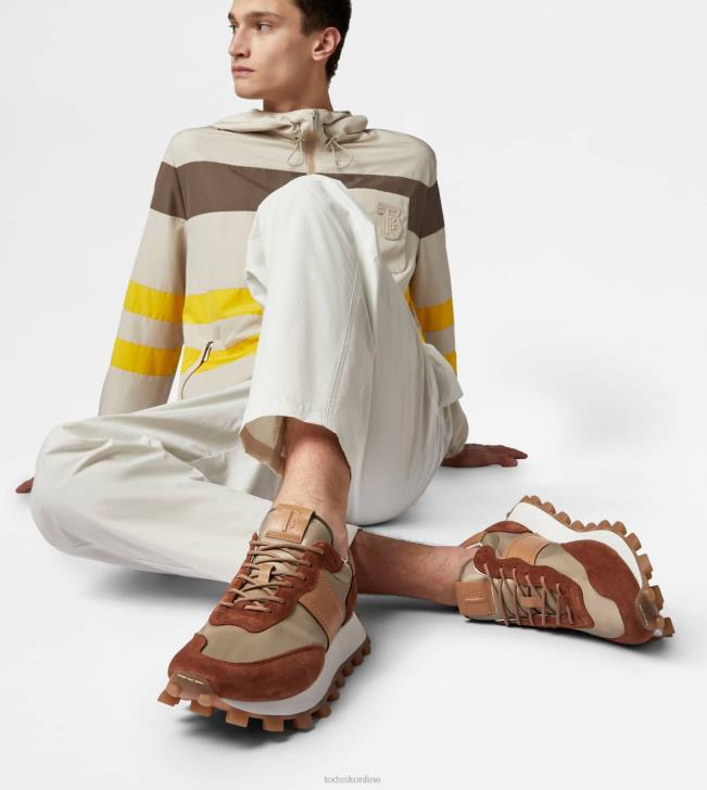 Tod\'s 8NXV871 hnedá/béžová/šedá muži tenisky 1t z semišu a látky