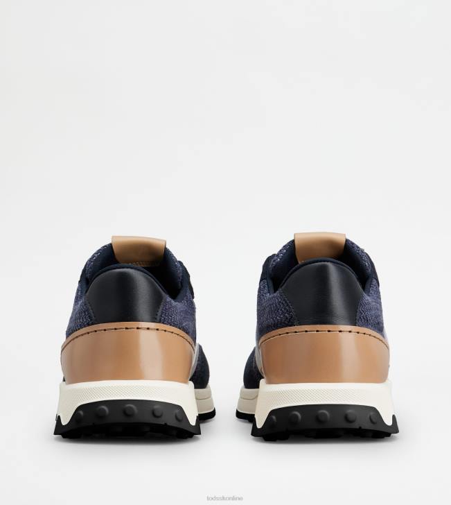 Tod\'s 8NXV879 Modrá muži tenisky z kože a technickej tkaniny