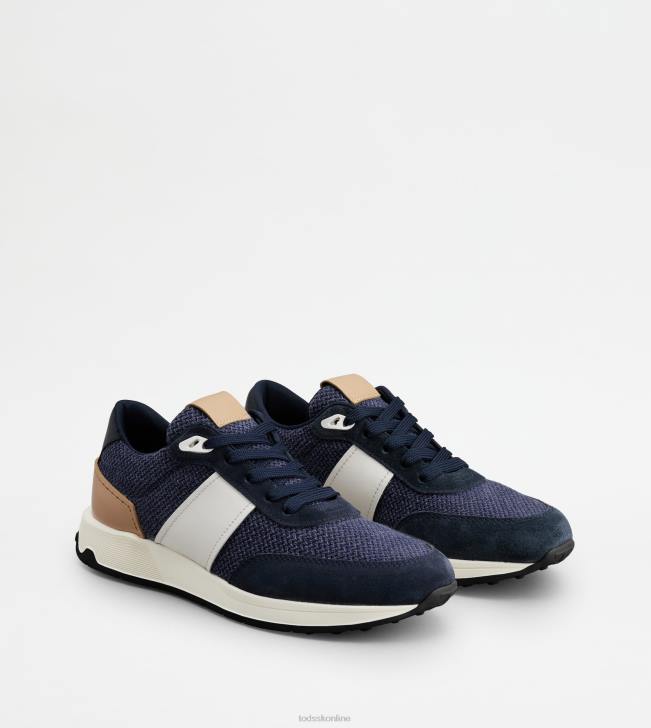 Tod\'s 8NXV879 Modrá muži tenisky z kože a technickej tkaniny