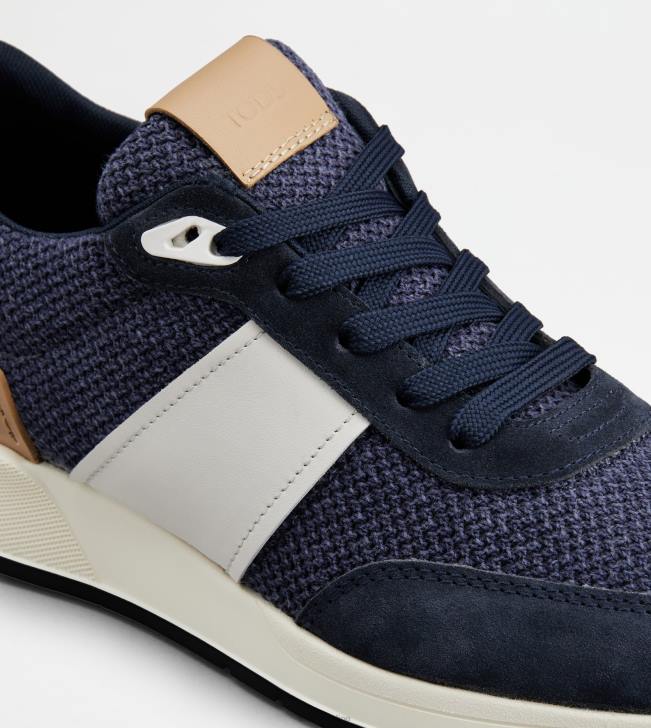 Tod\'s 8NXV879 Modrá muži tenisky z kože a technickej tkaniny