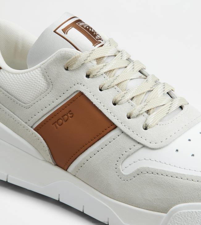 Tod\'s 8NXV881 biela/hnedá muži semišové tenisky a hladká koža