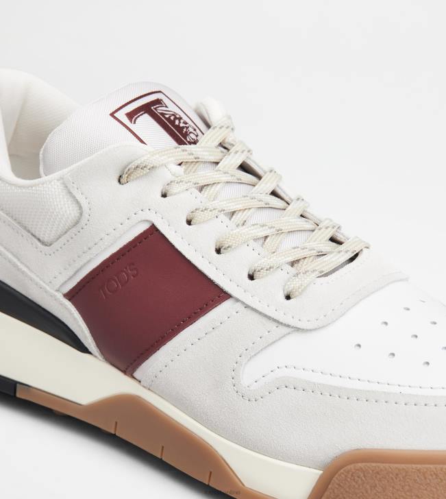 Tod\'s 8NXV882 bordová/biela muži semišové tenisky a hladká koža