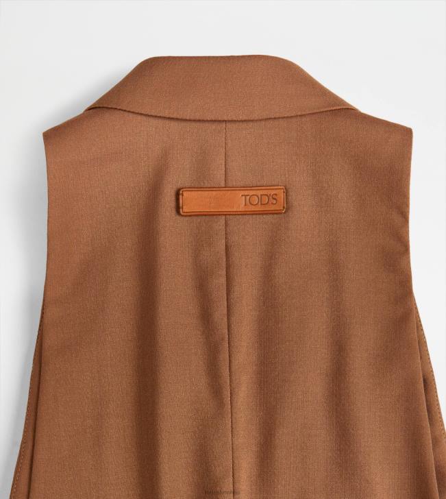 Tod\'s 8NXV562 hnedá ženy vesta z hodvábnej zmesi vlny