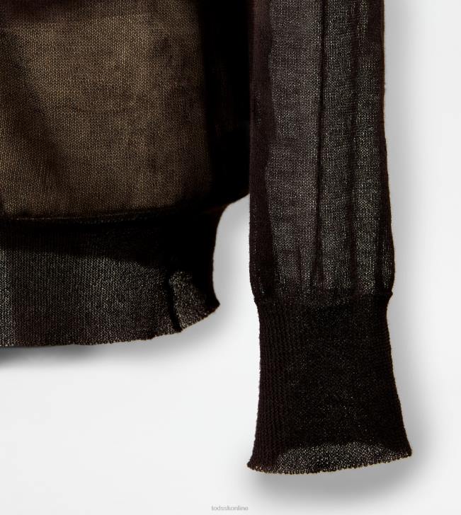 Tod\'s 8NXV570 hnedá ženy polopriehľadný sveter s okrúhlym výstrihom