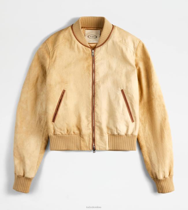 Tod's 8NXV575 hnedá ženy bomber bunda s koženými vložkami