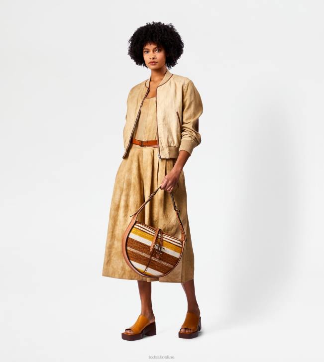Tod\'s 8NXV575 hnedá ženy bomber bunda s koženými vložkami