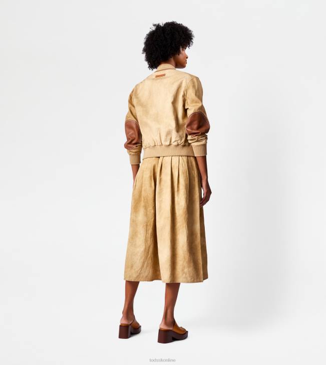 Tod\'s 8NXV575 hnedá ženy bomber bunda s koženými vložkami