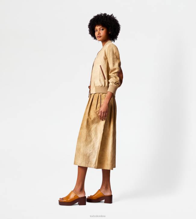 Tod\'s 8NXV575 hnedá ženy bomber bunda s koženými vložkami