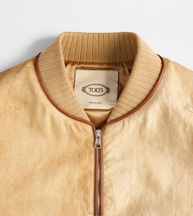 Tod\'s 8NXV575 hnedá ženy bomber bunda s koženými vložkami