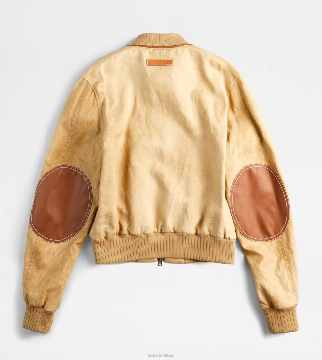 Tod\'s 8NXV575 hnedá ženy bomber bunda s koženými vložkami
