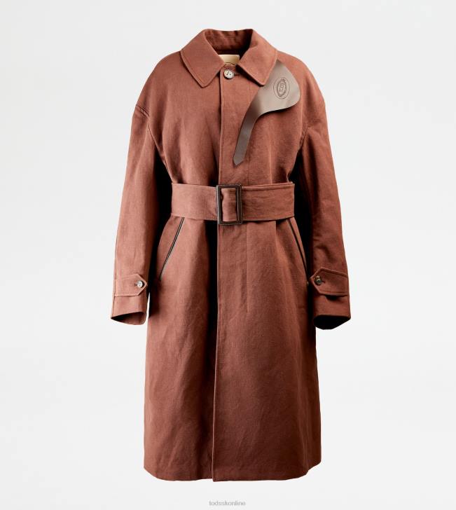 Tod's 8NXV596 hnedá ženy kabát s koženými vložkami