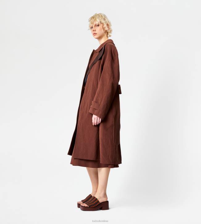 Tod\'s 8NXV596 hnedá ženy kabát s koženými vložkami