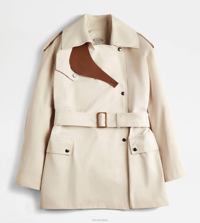 Tod's 8NXV600 off white ženy bunda s koženými vložkami