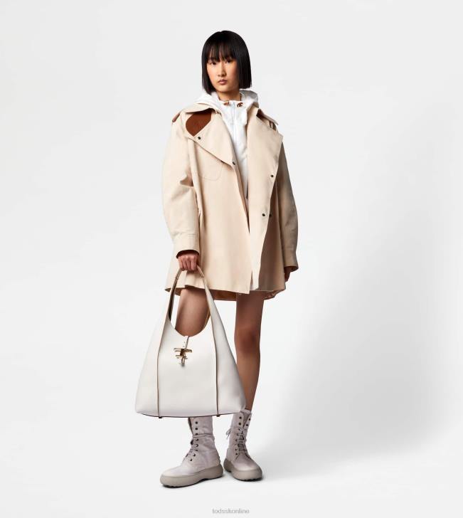 Tod\'s 8NXV600 off white ženy bunda s koženými vložkami