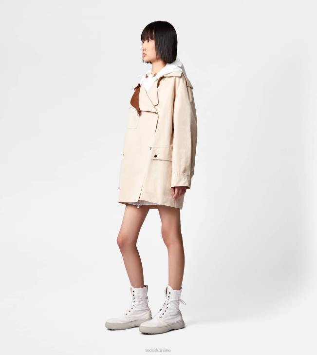 Tod\'s 8NXV600 off white ženy bunda s koženými vložkami