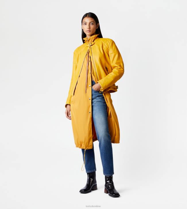 Tod\'s 8NXV608 žltá ženy motorkár v koži
