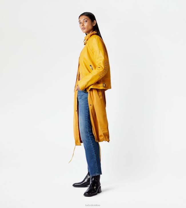 Tod\'s 8NXV608 žltá ženy motorkár v koži