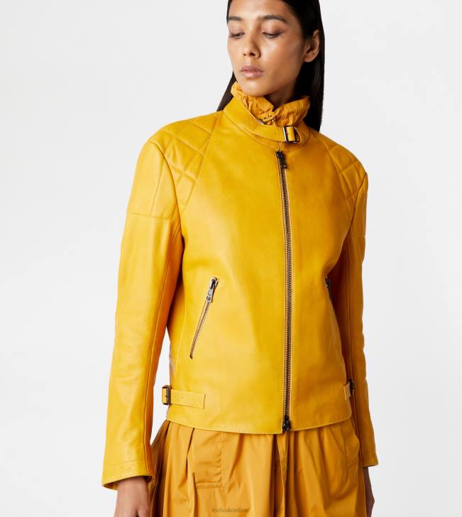Tod\'s 8NXV608 žltá ženy motorkár v koži