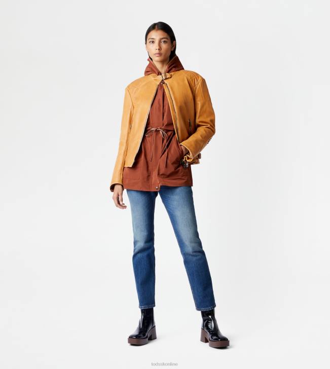 Tod\'s 8NXV609 hnedá ženy motorkár v koži