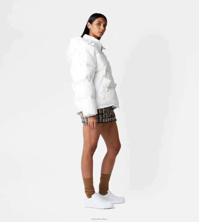 Tod\'s 8NXV622 biely ženy s kapucňou cez páperovú bundu