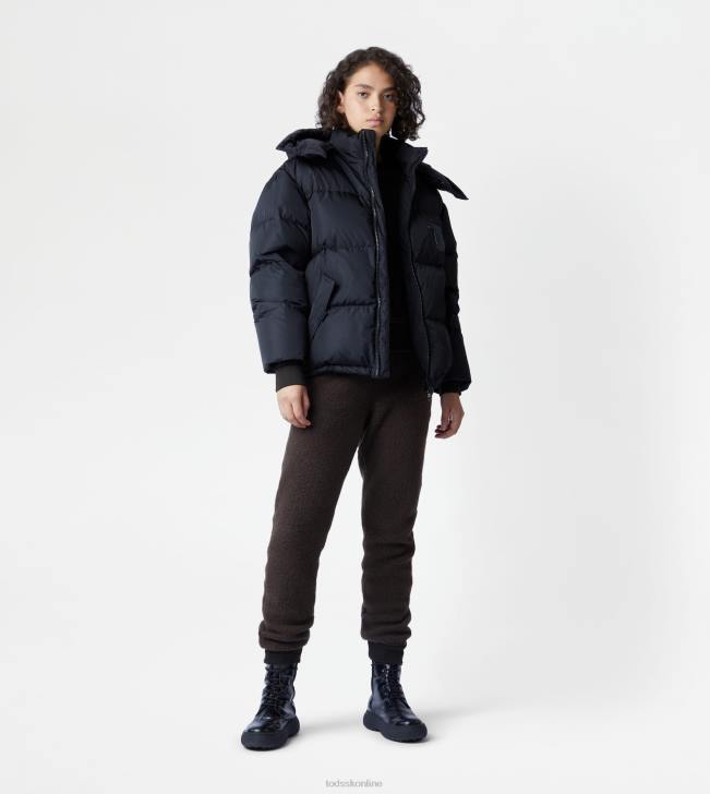 Tod\'s 8NXV623 čierna ženy s kapucňou cez páperovú bundu