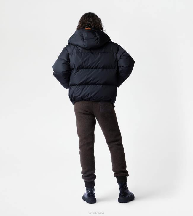 Tod\'s 8NXV623 čierna ženy s kapucňou cez páperovú bundu