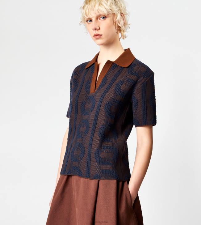 Tod\'s 8NXV577 hnedá/modrá ženy žakárové polo tričko
