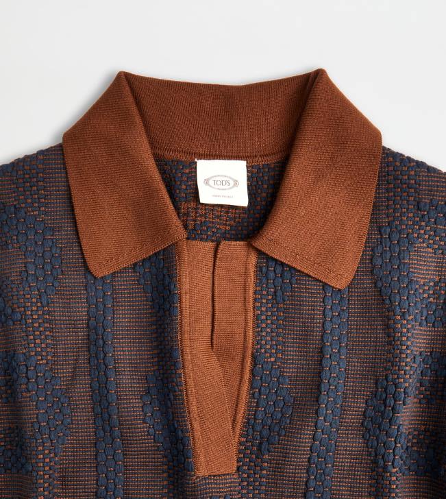 Tod\'s 8NXV577 hnedá/modrá ženy žakárové polo tričko