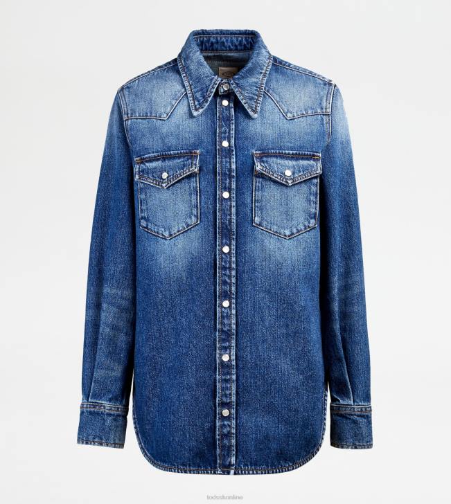 Tod's 8NXV611 Modrá ženy košeľa z denimu